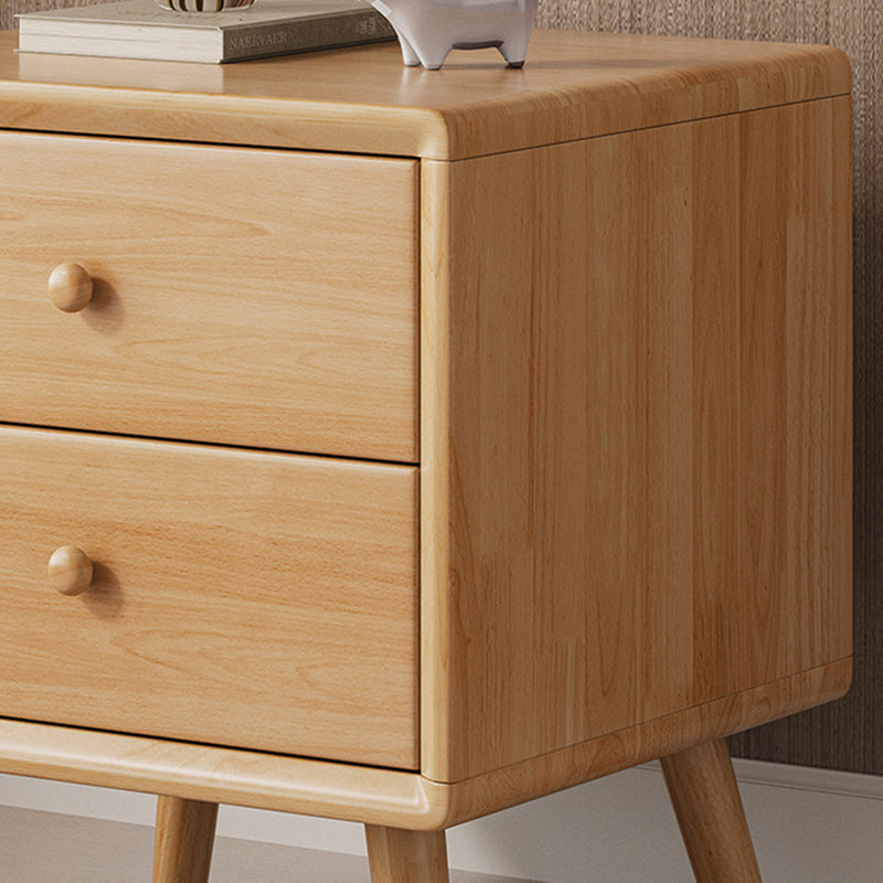 Table de chevet moderne minimaliste en bois massif de caoutchouc avec 1/2 tiroir pour chambre 