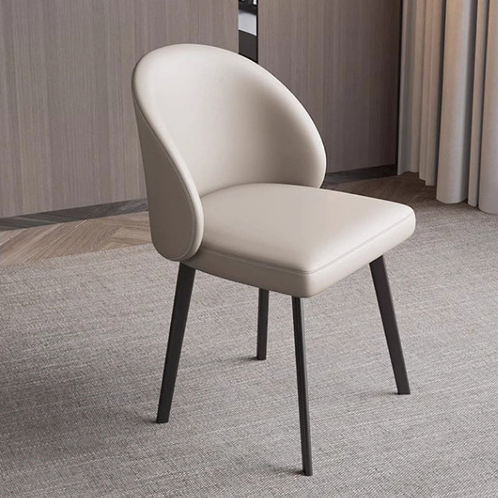 Modern Minimalist Microfiber Leather Plywood Carbon Steel Sponge Square Elliptical Curved Dining Chair Backrest For Dining Room