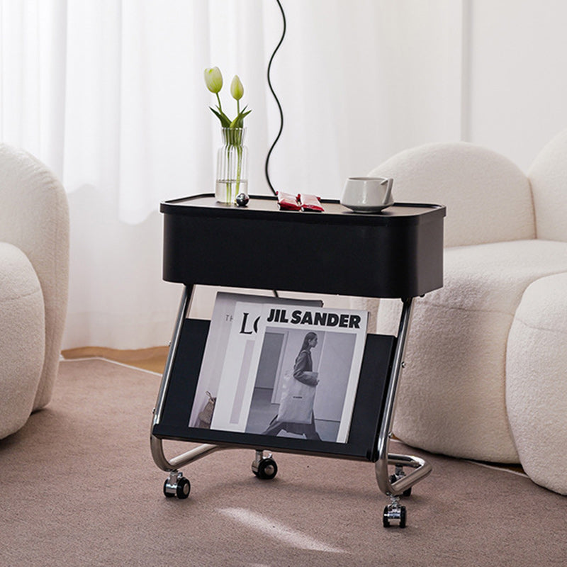 Contemporary Simplicity Rectangular Stainless Steel Side Table 1-Drawer For Living Room