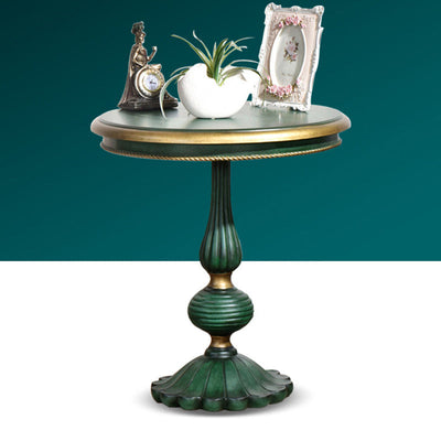 Traditional European Round Carved Birch MDF Resin Coffee Table & Chair Set For Living Room