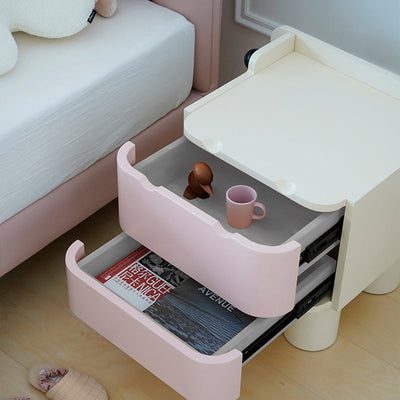Table de nuit en bois pour enfants nordiques contemporains carrés cubiques Hippo à 2 tiroirs pour chevet 