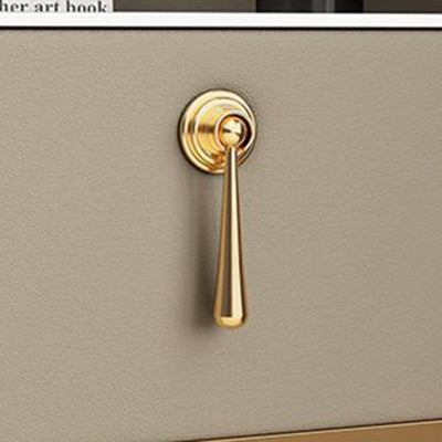 Table de chevet moderne en cuir avec 2 tiroirs rectangulaire en bois massif pour chambre 