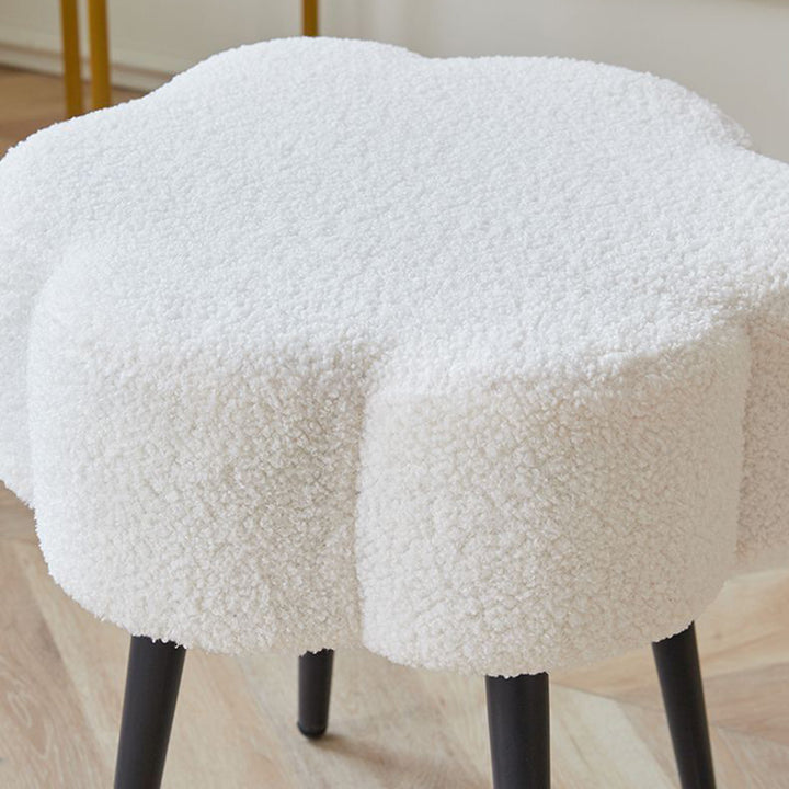Contemporary Scandinavian Artificial Wood Sherpa Fabric Foam Sponge Armless Vanity Stool For Bedroom