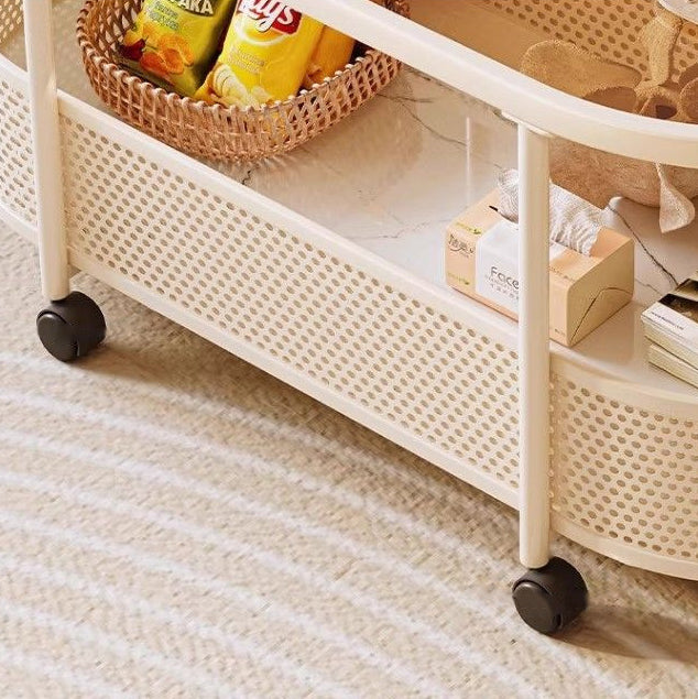 Modern Minimalist Rectangular Iron Plastic Tempered Glass Movable Coffee Table 2-Tier For Living Room