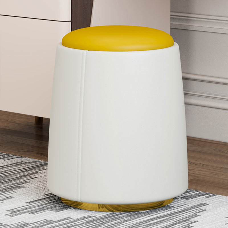 Taburete de tocador sin respaldo ni brazos, cilindro minimalista moderno, cuero Napa, madera maciza, hierro, para dormitorio 