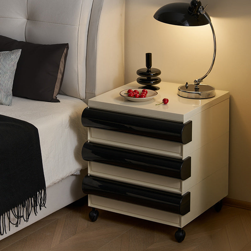Table de nuit contemporaine scandinave rectangulaire cubique avec poignée arrondie en ABS 2/3/4 tiroirs amovibles pour chambre 