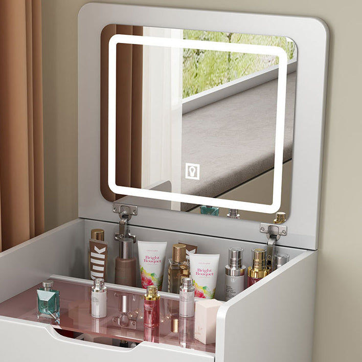 Modern Minimalist Glass Medium Density Fiberboard Makeup Vanity 4-Drawer For Bedroom