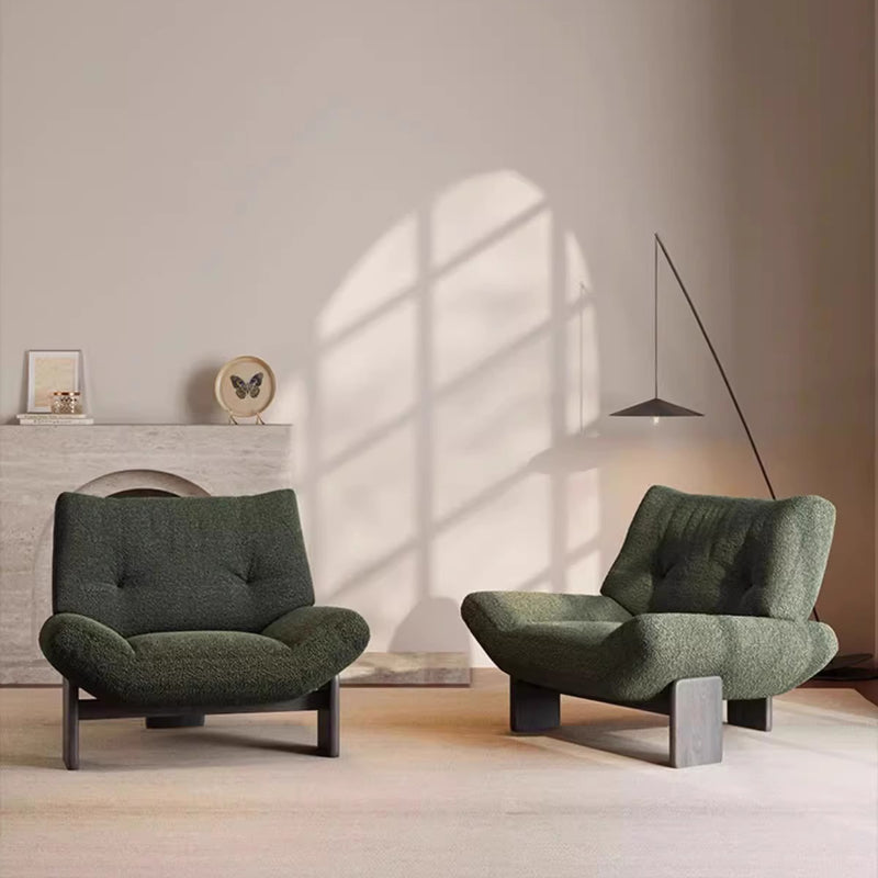 Modern Mid-Century Sherpa Fabric Chenille High Density Sponge White Ash Wood Solid Wood Accent Chair For Living Room