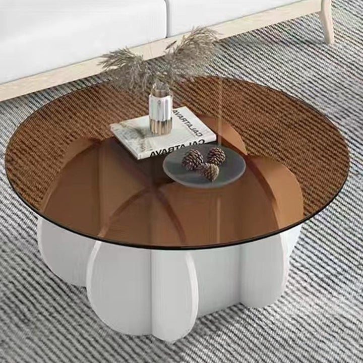 Modern Luxury Round Oval Cross Base Glass MDF Coffee Table For Living Room