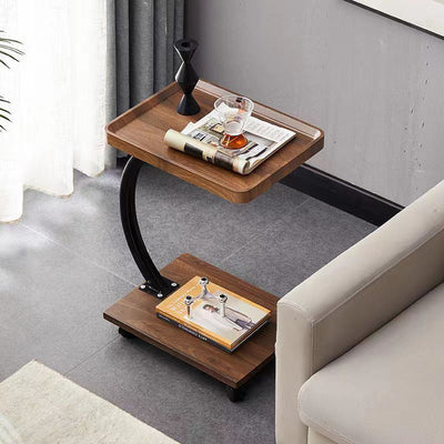 Traditioneller chinesischer runder quadratischer Holz-Marmor-Eisen-Beistelltisch 2-stufig für das Wohnzimmer 