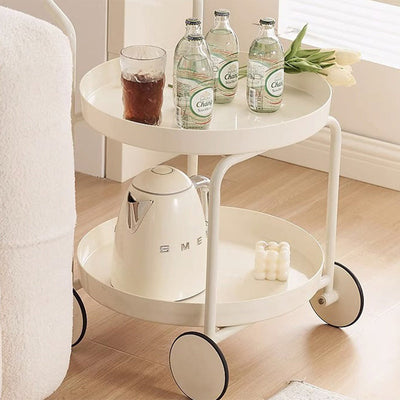 Moderner minimalistischer runder Acryl-Edelstahl-Beistelltisch mit 2 Ebenen für das Wohnzimmer 
