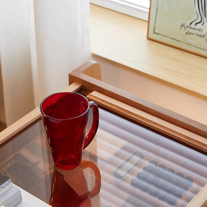 Zeitgenössischer japanischer abnehmbarer rechteckiger Massivholz-Beistelltisch 2-stufig für Wohnzimmer 