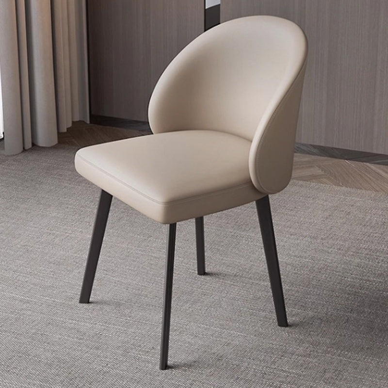 Modern Minimalist Microfiber Leather Plywood Carbon Steel Sponge Square Elliptical Curved Dining Chair Backrest For Dining Room