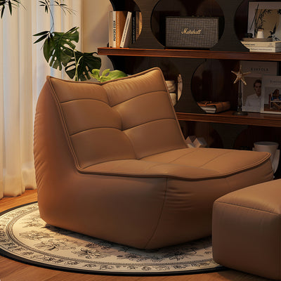 Modern Minimalist Rectangular Cat-Claw Leather Accent Chair Backrest Armless For Living Room