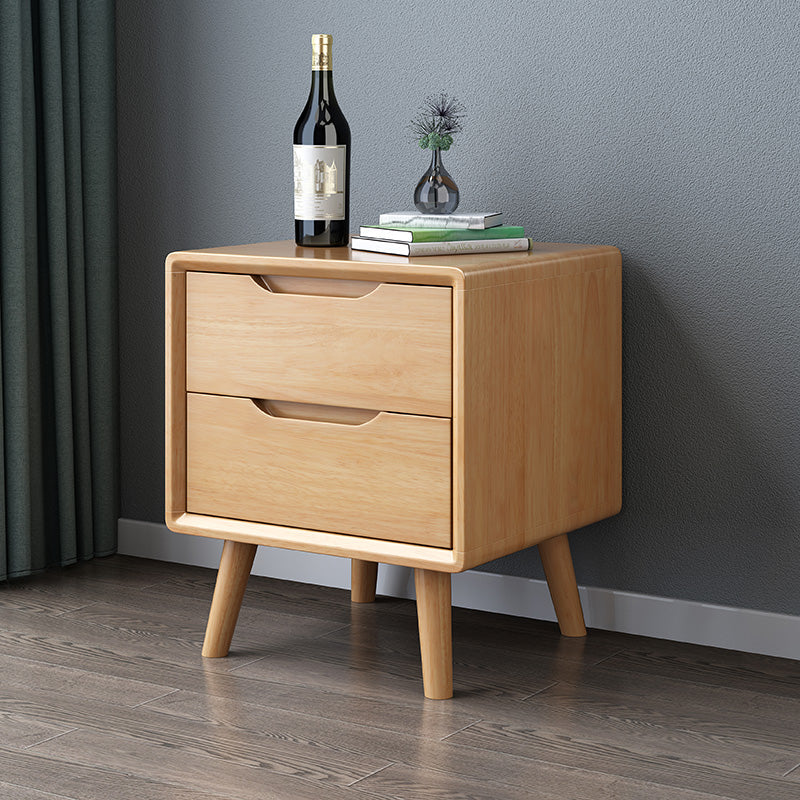 Table de chevet moderne minimaliste en bois massif de caoutchouc avec 1/2 tiroir pour chambre 