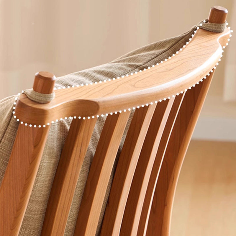 Zeitgenössischer skandinavischer quadratischer Kirschholz Massivholz Polyester Baumwolle Leinen Schaumstoff Schwamm Esszimmerstuhl für das Esszimmer 