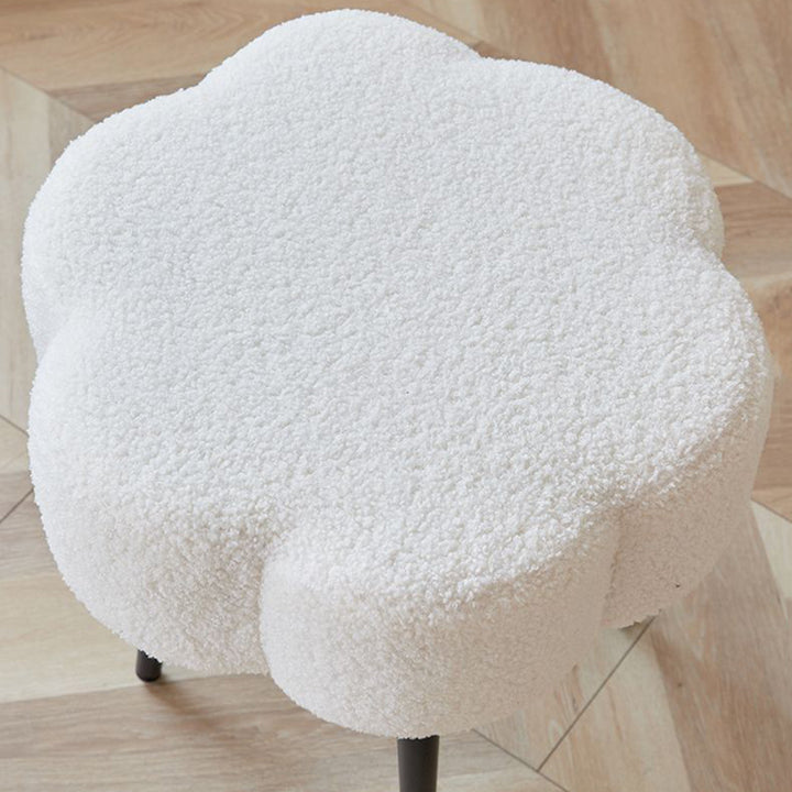 Contemporary Scandinavian Artificial Wood Sherpa Fabric Foam Sponge Armless Vanity Stool For Bedroom