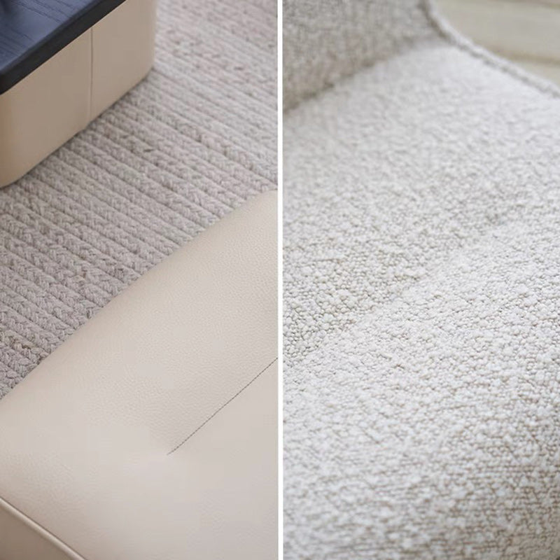 Conjunto de mesa de centro y sillas tatami cuadradas japonesas tradicionales de tela sherpa blanca y madera de pino Toon para sala de estar 
