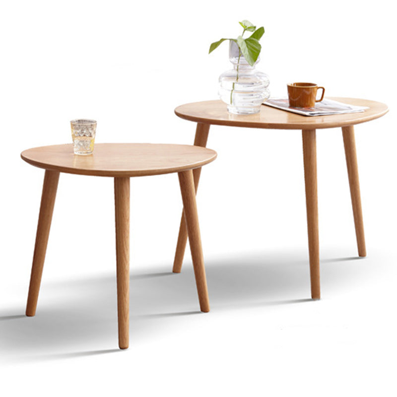Contemporary Japanese Oval Wood Side Table 1-Tier For Living Room
