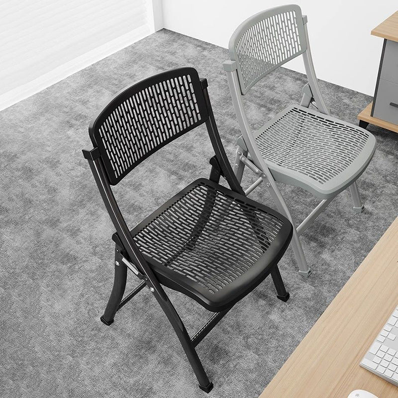 Modern Minimalist Rectangular PP Carbon Steel Desk Chair Backrest Armless For Home Office