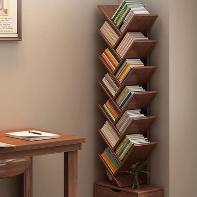 Contemporary Creative Rectangular Solid Wood Eco-Friendly Board 6/8/10/12 Tier Bookshelves For Home Office