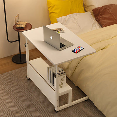 Table d'appoint rectangulaire en bois et acier minimaliste moderne à 2 niveaux pour étude 