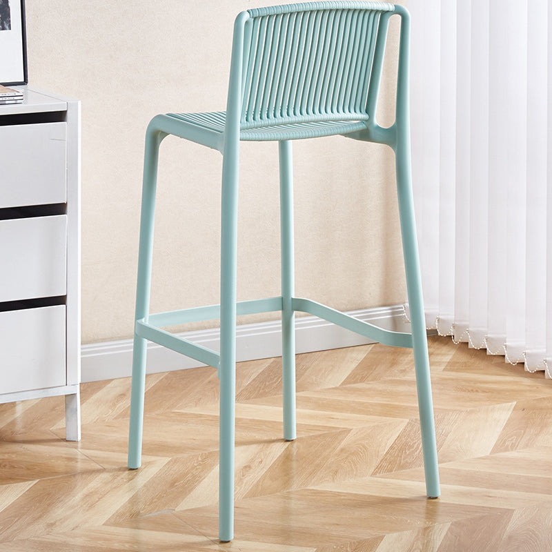 Modern Minimalist Rectangular PP Bar Stool Backrest Footrest For Dining Room