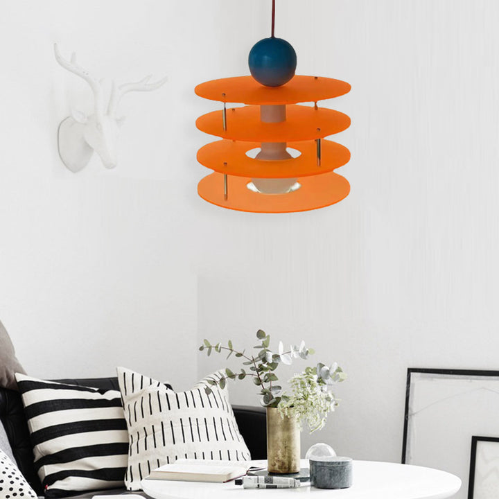 Zeitgenössische kreative mehrstufige runde 1-flammige Pendelleuchte aus Acryl für Schlafzimmer 