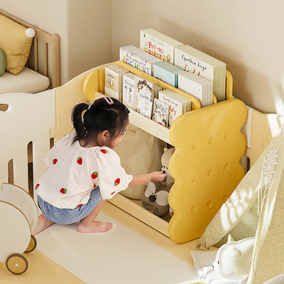 Contemporary Creative Square Cheese Kids Plastic Bookshelf 2-Tier For Bedroom