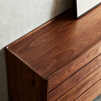 Modern Minimalist Rectangular Solid Wood Multi-Layer Plate Nightstand 5/8 Drawer For Bedroom