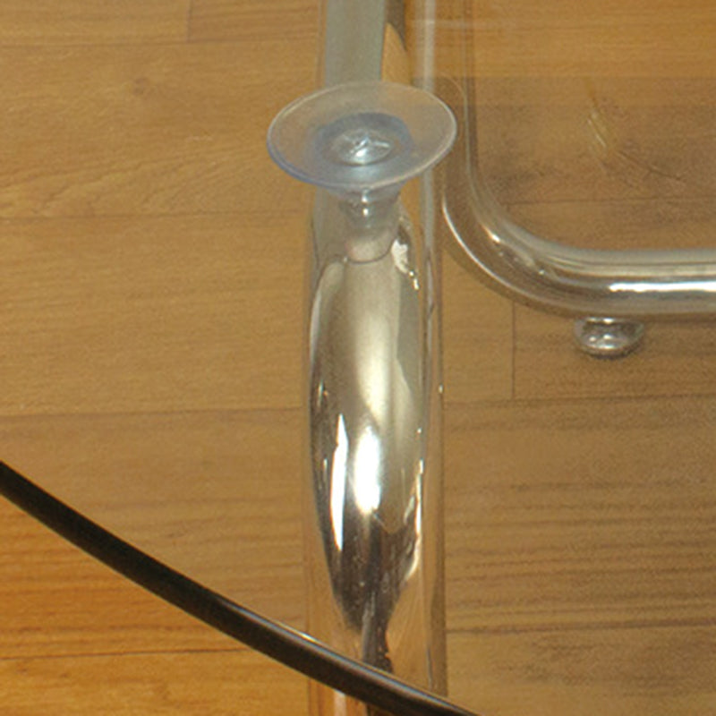 Modern Minimalist Round Glass Stainless Steel Coffee Table 1-Tier For Living Room