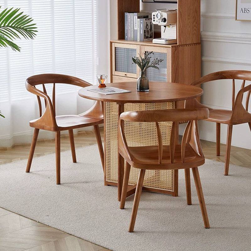 Traditional Vintage Rubberwood Dining Chair Backrest Armrests For Dining Room