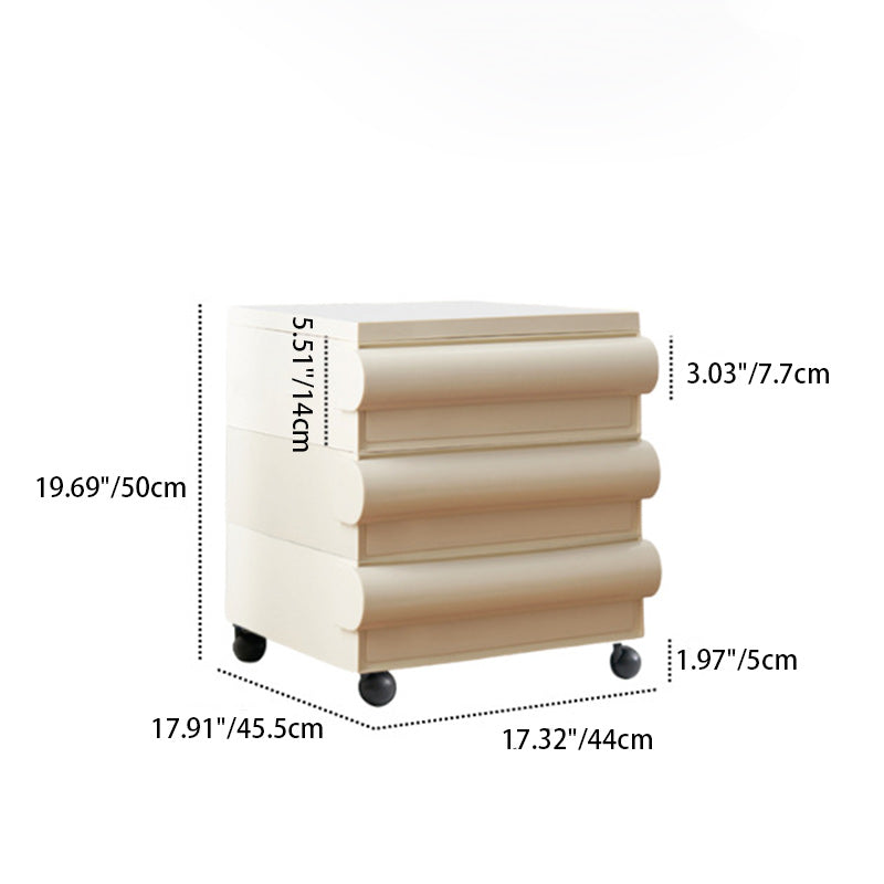 Table de nuit contemporaine scandinave rectangulaire cubique avec poignée arrondie en ABS 2/3/4 tiroirs amovibles pour chambre 