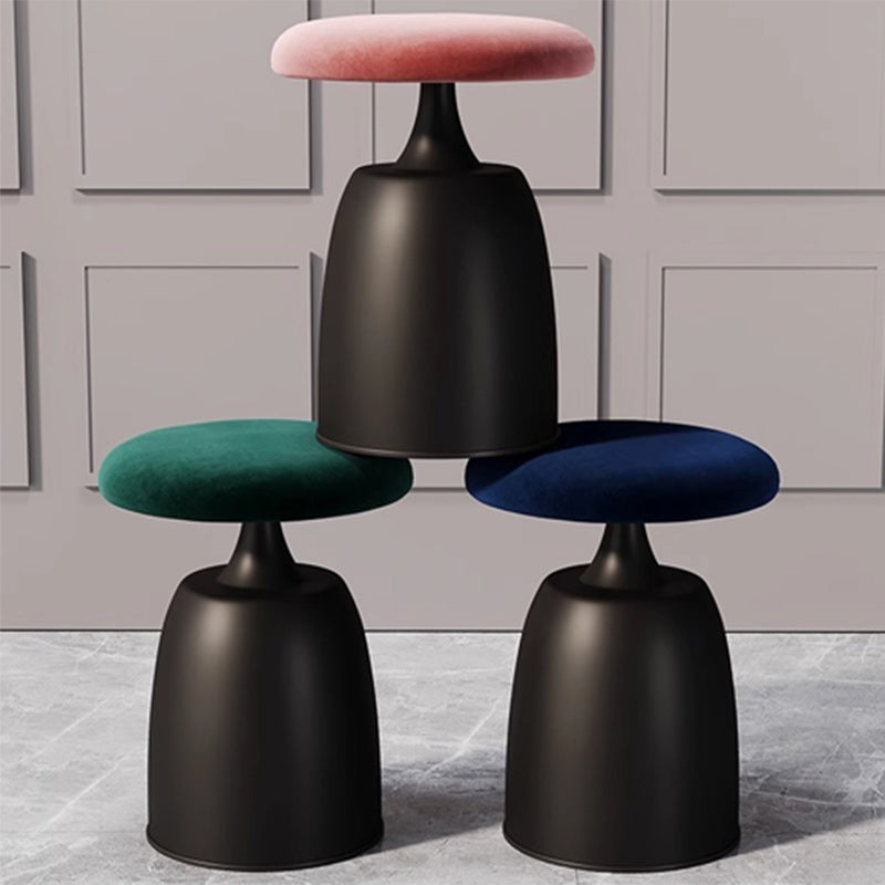 Tabouret de coiffeuse moderne minimaliste rond en tissu et métal pour chambre 