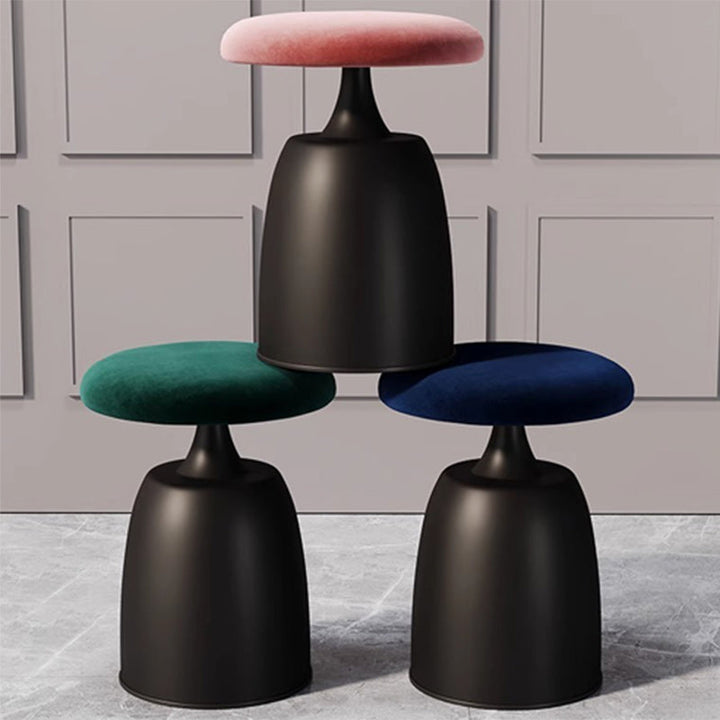 Tabouret de coiffeuse moderne minimaliste rond en tissu et métal pour chambre 