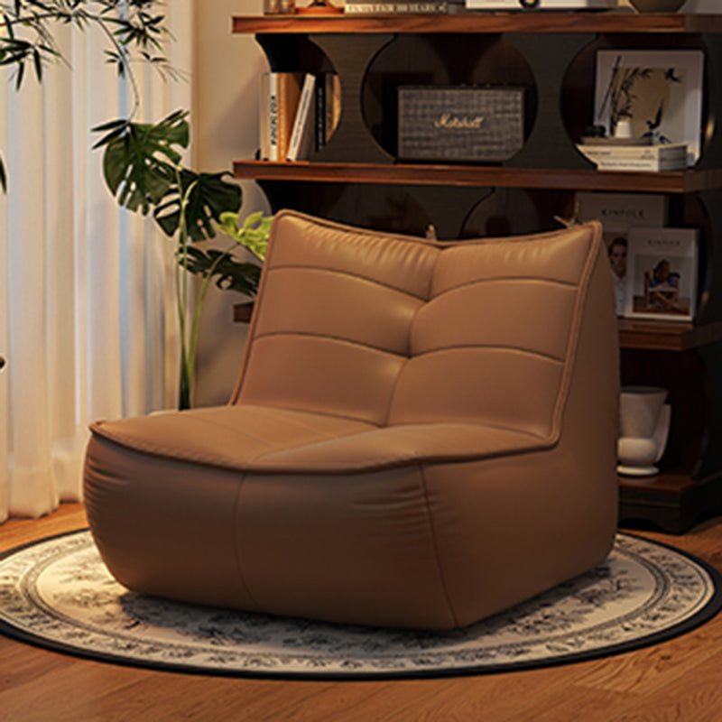Modern Minimalist Rectangular Cat-Claw Leather Accent Chair Backrest Armless For Living Room