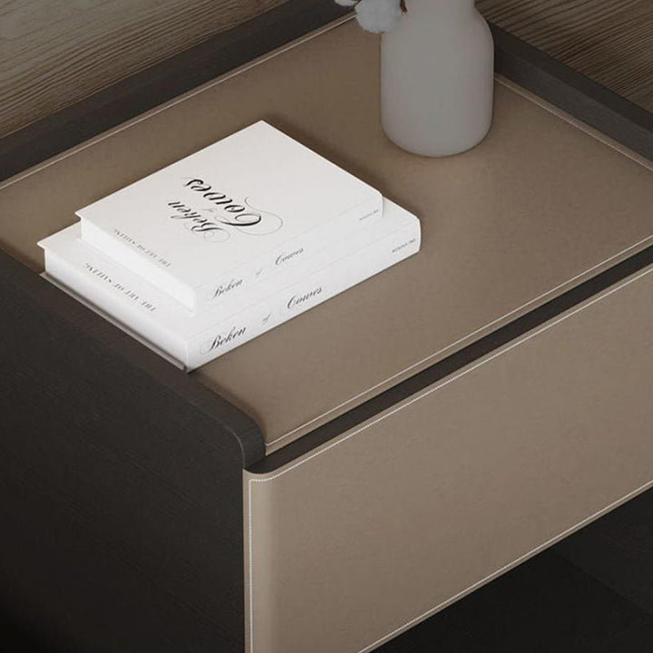 Table de bout en bois rectangulaire européen traditionnel avec tiroir en cuir 1 pour salon 