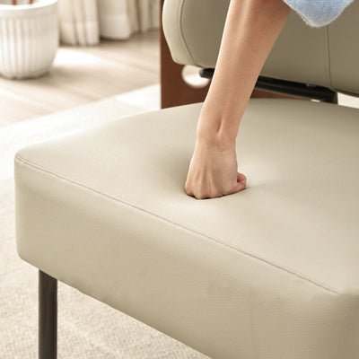 Modern Minimalist Curved Rectangular Cat-Scratch-Resistant Leather Carbon Steel Accent Chair Backrest Armless For Living Room
