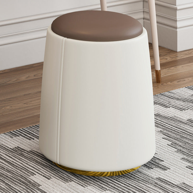 Taburete de tocador sin respaldo ni brazos, cilindro minimalista moderno, cuero Napa, madera maciza, hierro, para dormitorio 