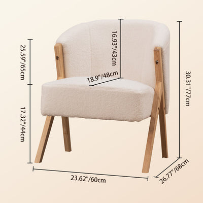 Contemporary Scandinavian Square Rubberwood Solid Wood Plywood Performance Fabric Faux Wool Foam Sponge Chair For Living Room