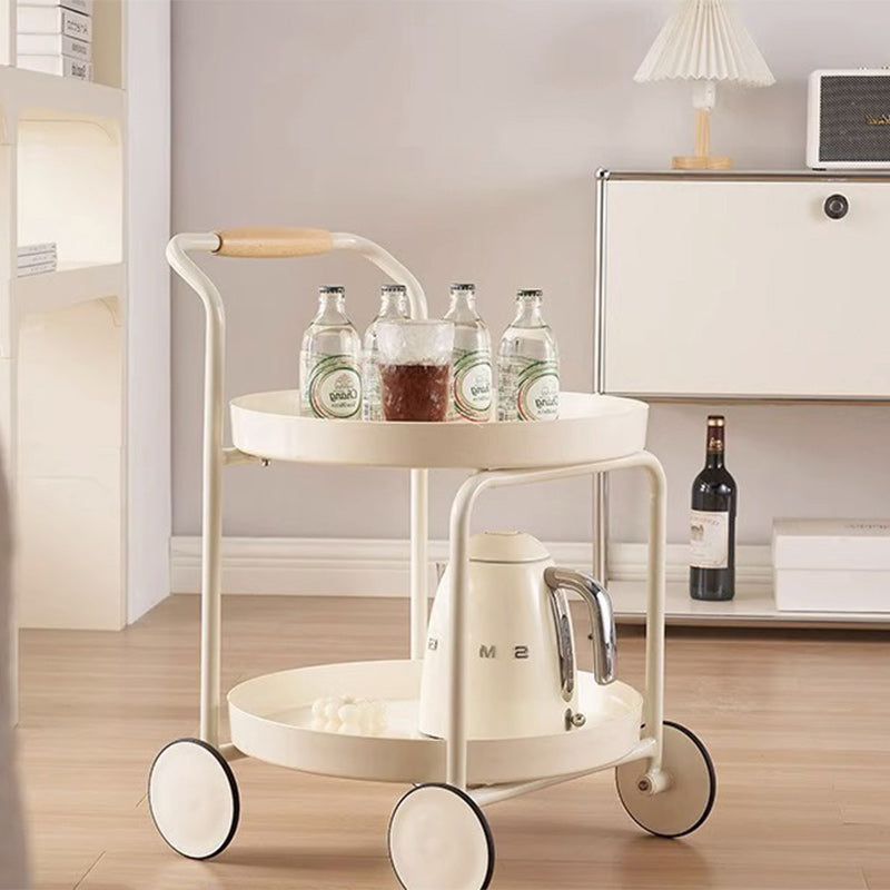 Moderner minimalistischer runder Acryl-Edelstahl-Beistelltisch mit 2 Ebenen für das Wohnzimmer 