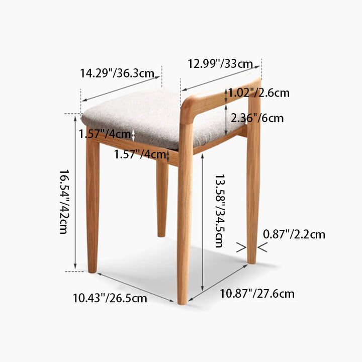 Tabouret de coiffeuse carré en lin et coton traditionnel japonais, sans dossier ni accoudoirs, pour chambre 