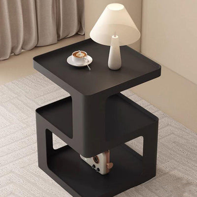 Table d'appoint carrée en fer minimaliste moderne à 3 niveaux pour salon 