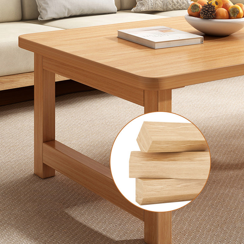 Modern Minimalist Foldable Rectangular Rubberwood Coffee Table For Living Room