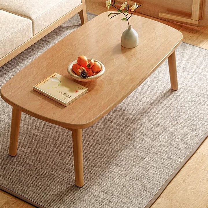 Modern Minimalist Rectangular Medium Density Fiberboard Solid Wood Coffee Table 1-Tier For Living Room