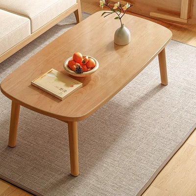 Modern Minimalist Rectangular Medium Density Fiberboard Solid Wood Coffee Table 1-Tier For Living Room