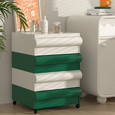 Table de nuit contemporaine scandinave rectangulaire cubique avec poignée arrondie en ABS 2/3/4 tiroirs amovibles pour chambre 