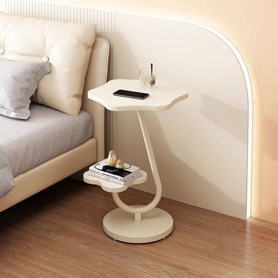 Moderner minimalistischer runder Blumen-Beistelltisch aus massivem Holz und Edelstahl mit 2 Ebenen für das Wohnzimmer 