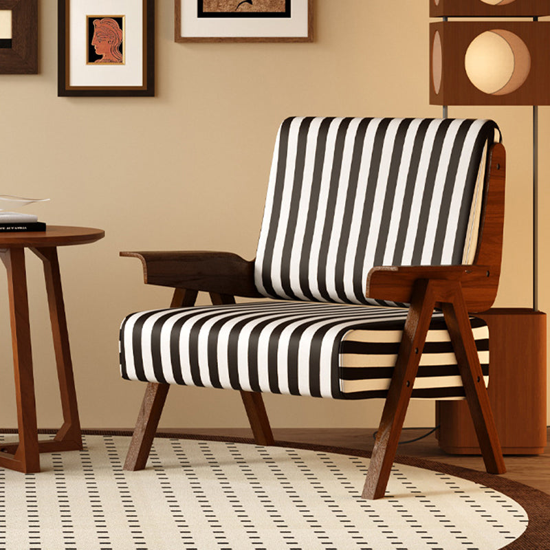 Traditional French Rectangular Velvet Solid Wood Accent Chair Backrest Armrest For Living Room
