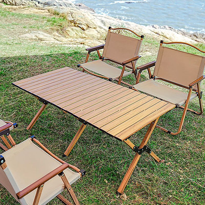 Modern Minimalist Square Fabric Carbon Steel Beech Wood Backrest Armrest Folding Chair For Outdoor